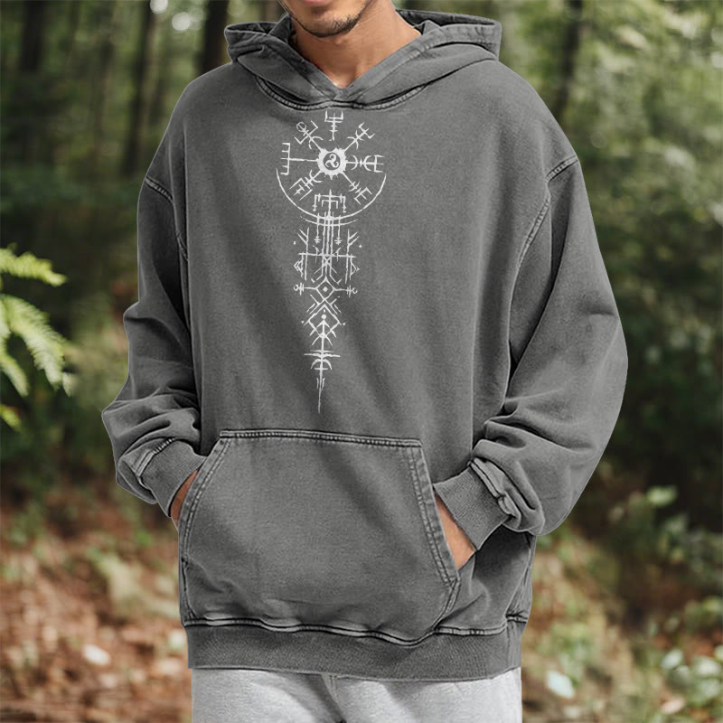 WorldNorse Ornate Rune Vegvisir Emblem Washed Hoodie - image 14