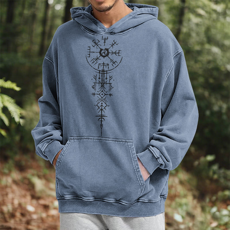 WorldNorse Ornate Rune Vegvisir Emblem Washed Hoodie - image 17