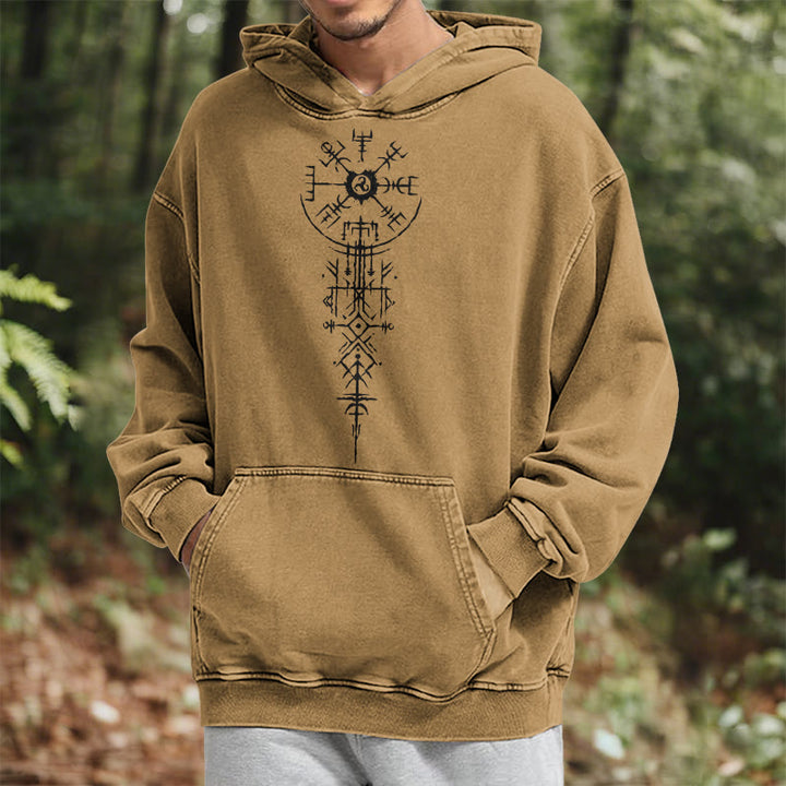 WorldNorse Ornate Rune Vegvisir Emblem Washed Hoodie - image 21