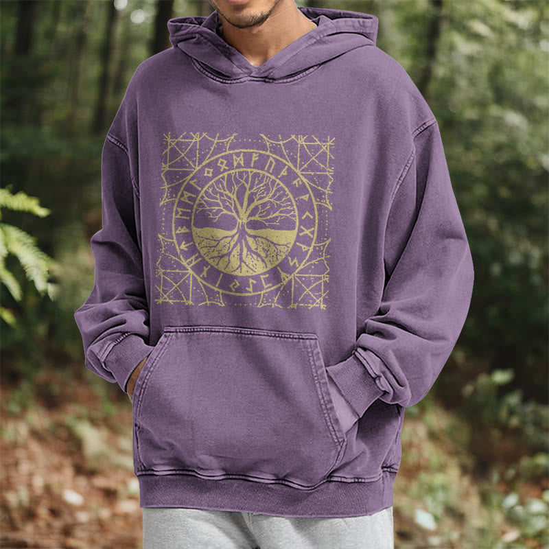 WorldNorse Golden Rune Yggdrasil Washed Hoodie - image 25
