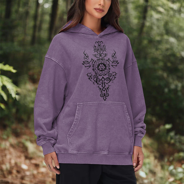 WorldNorse Valknut Flame Emblem Washed Hoodie - image 26