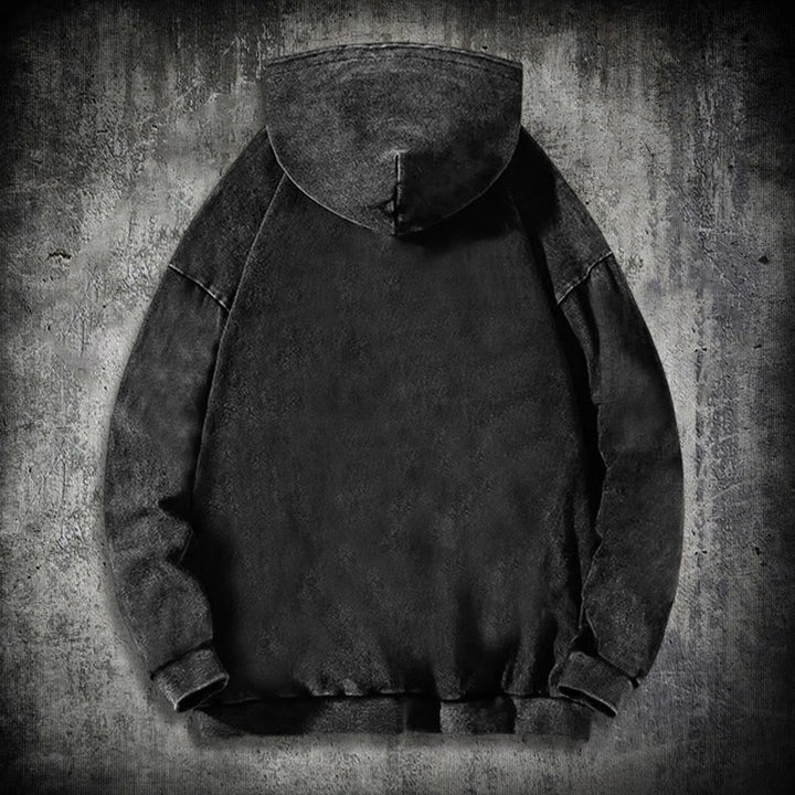 WorldNorse Red Rune Wolf Vegvisir Washed Hoodie - image 1