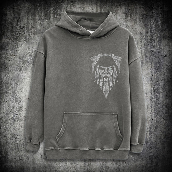 WorldNorse Gothic Rune Viking Elder Washed Hoodie - Grey - 3XL - image 12