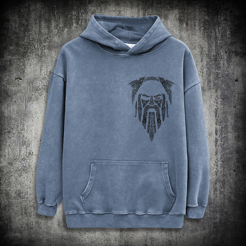 WorldNorse Gothic Rune Viking Elder Washed Hoodie - Blue - 3XL - image 15