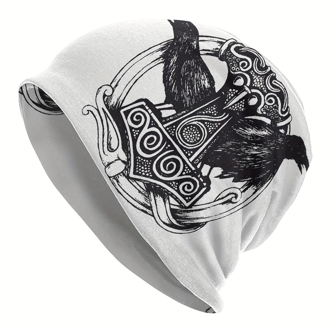 WorldNorse Ornate Knotwork Raven Vintage Beanie - Mjolnir - image 0