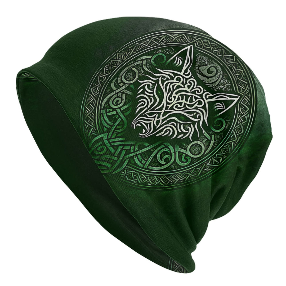 WorldNorse Emerald Celtic Knot Wolf Beanie - Wolves#A - image 0