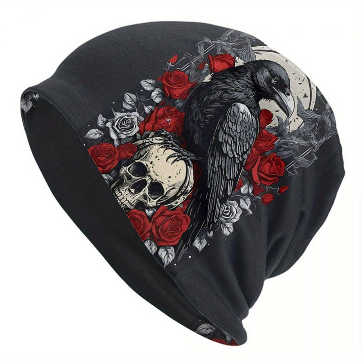 WorldNorse Dark Raven Blood Skull Gothic Pattern Beanie - Raven and Skull#B - image 4