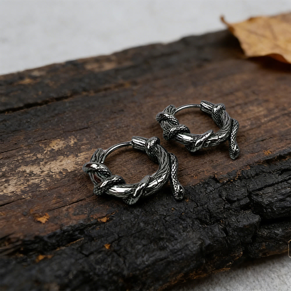 WorldNorse Coiled Serpent Twisted Earrings - image 5