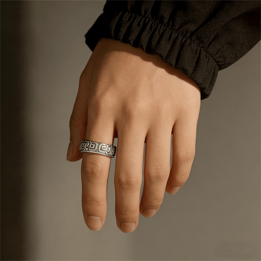 WorldNorse Intricate Rune Labyrinth Interlock Ring - image 1