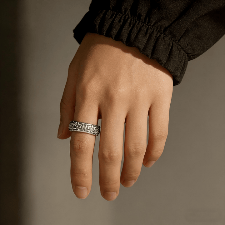 WorldNorse Intricate Rune Labyrinth Interlock Ring - image 1