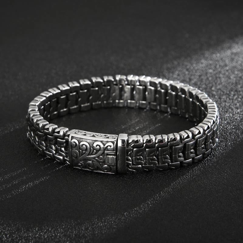 WorldNorse Ornate Rune Scroll Steel Bracelet - Silver - 24cm - image 1