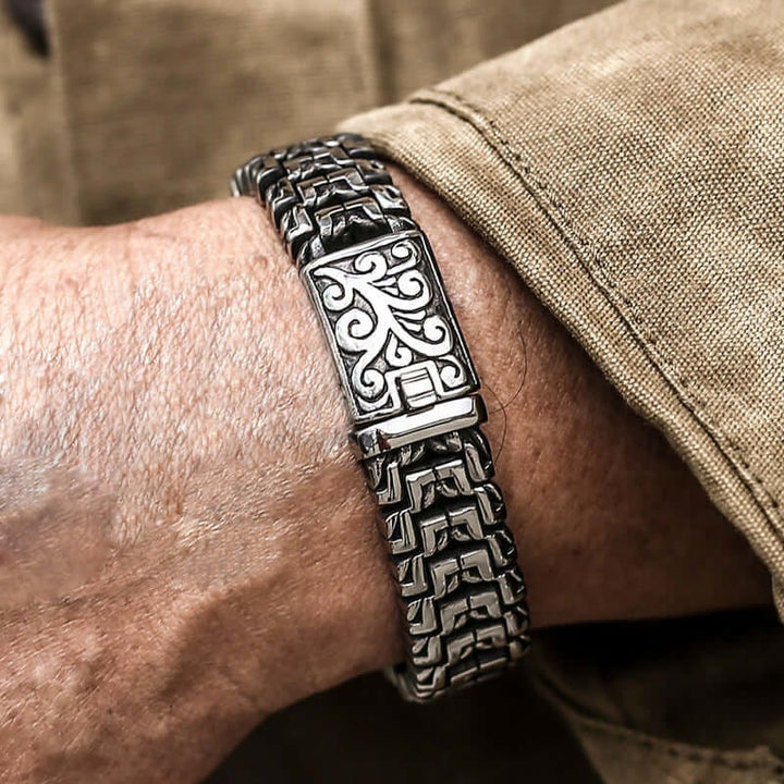 WorldNorse Ornate Rune Scroll Steel Bracelet - image 0