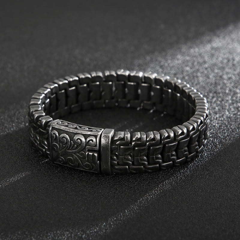 WorldNorse Ornate Rune Scroll Steel Bracelet - Black - 24cm - image 4