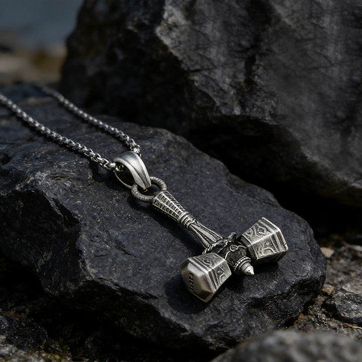 WorldNorse Rune Skull Mjolnir Necklace - image 2