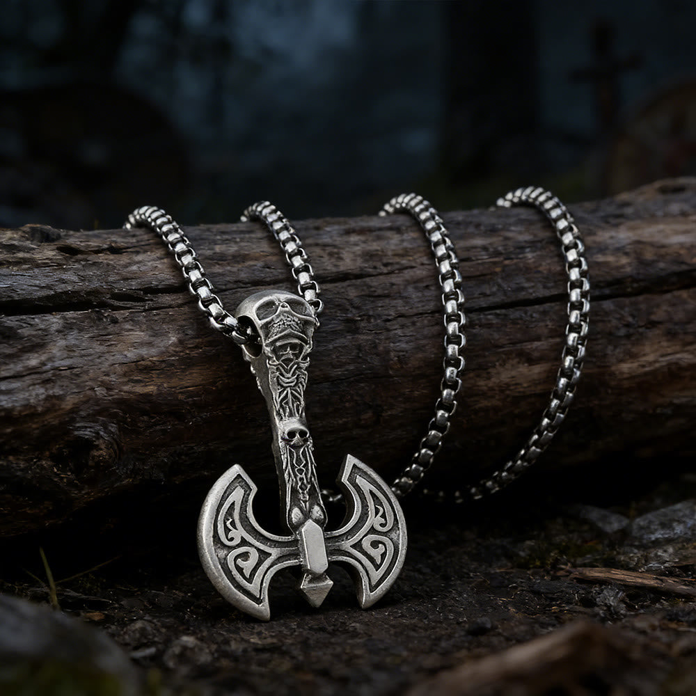 WorldNorse Forge Axe Skull Engraved Necklace - image 3