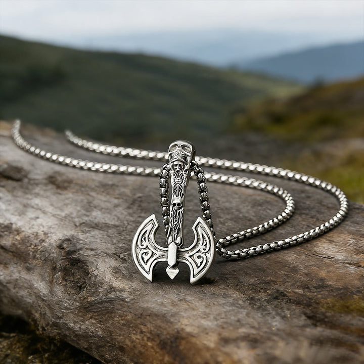 WorldNorse Forge Axe Skull Engraved Necklace - image 2