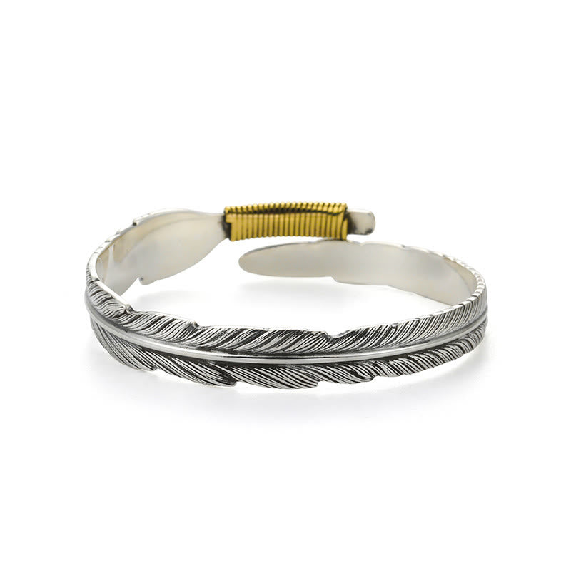 WorldNorse 999 Sterling Silver Plumed Gold Wrap Texture Bracelet - image 4