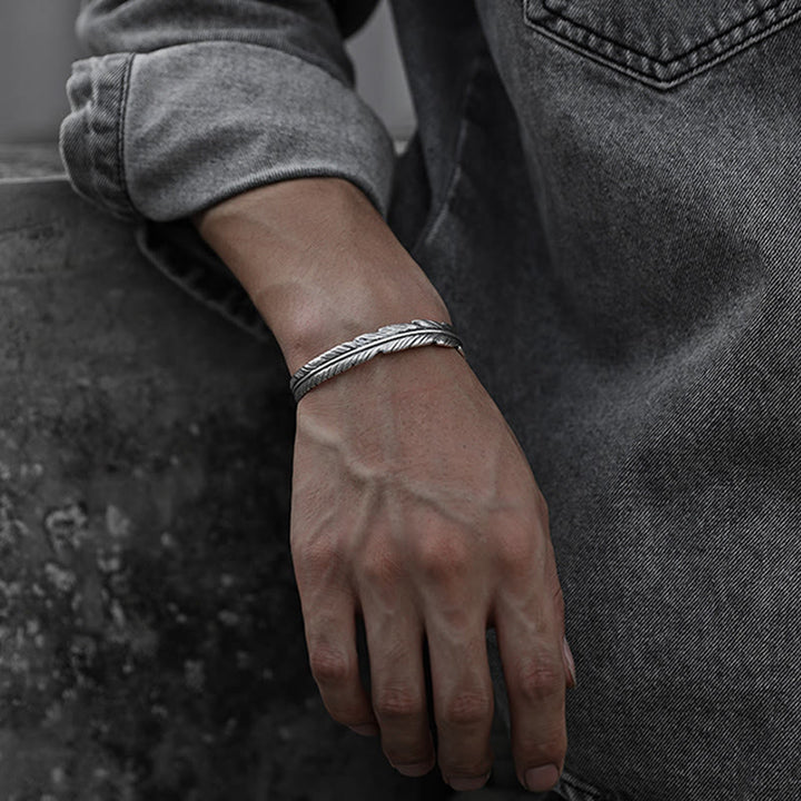 WorldNorse 999 Sterling Silver Plumed Gold Wrap Texture Bracelet - image 5