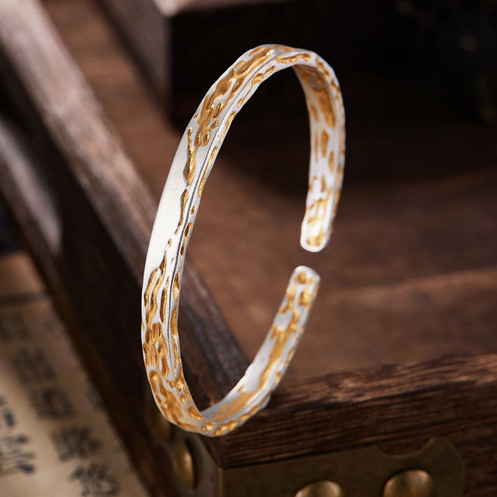 WorldNorse 999 Sterling Silver Gilded Lava Texture Dual Tone Bracelet - Inner Circumference 15-17 cm - image 0
