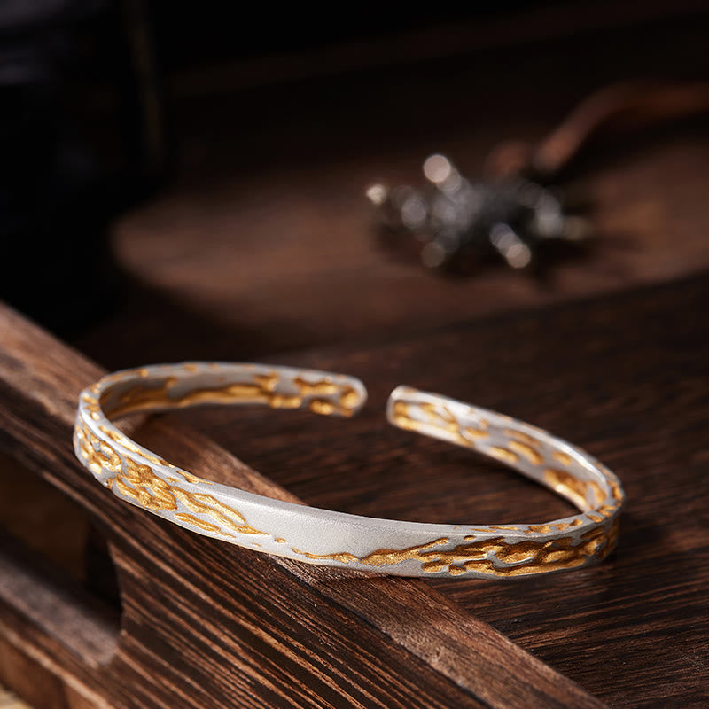 WorldNorse 999 Sterling Silver Gilded Lava Texture Dual Tone Bracelet - image 2