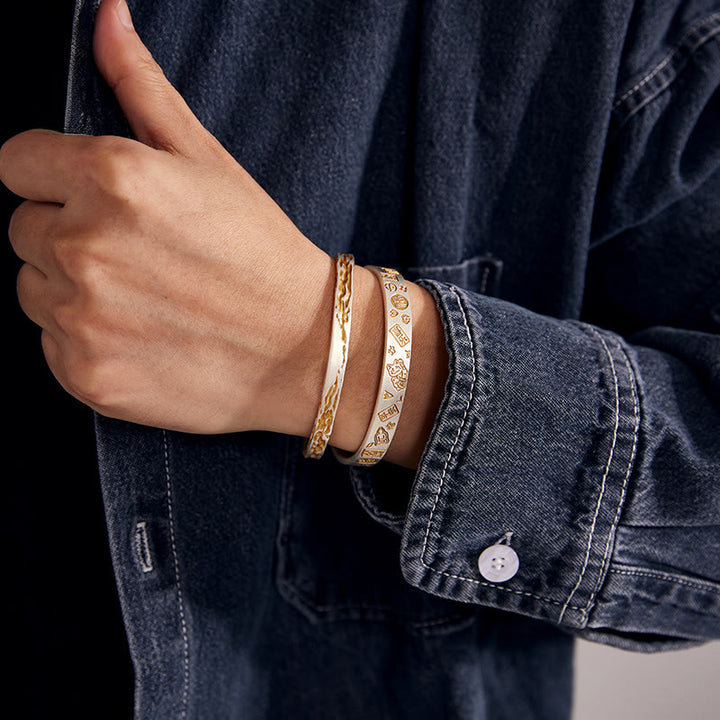 WorldNorse 999 Sterling Silver Gilded Lava Texture Dual Tone Bracelet - image 6