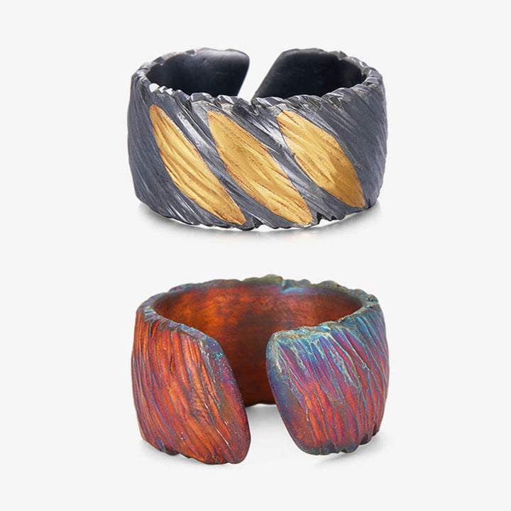 WorldNorse Handcrafted 999 Silver Ember Streak Textured Ring - image 8