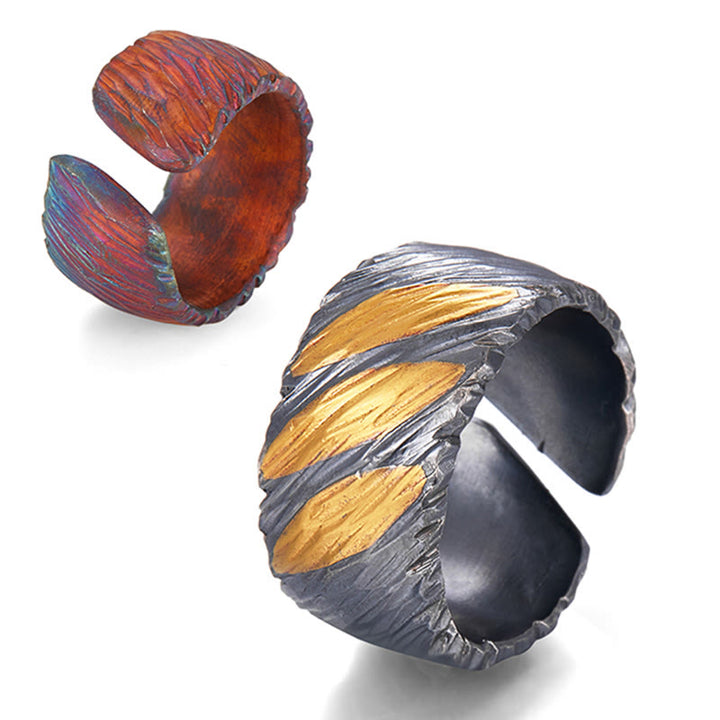 WorldNorse Handcrafted 999 Silver Ember Streak Textured Ring - image 7
