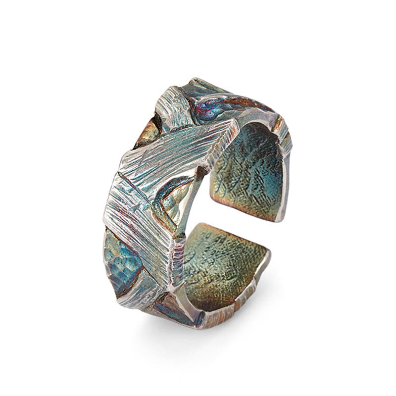 WorldNorse 999 Sterling Silver Prismatic Fracture Texture Ring - image 2