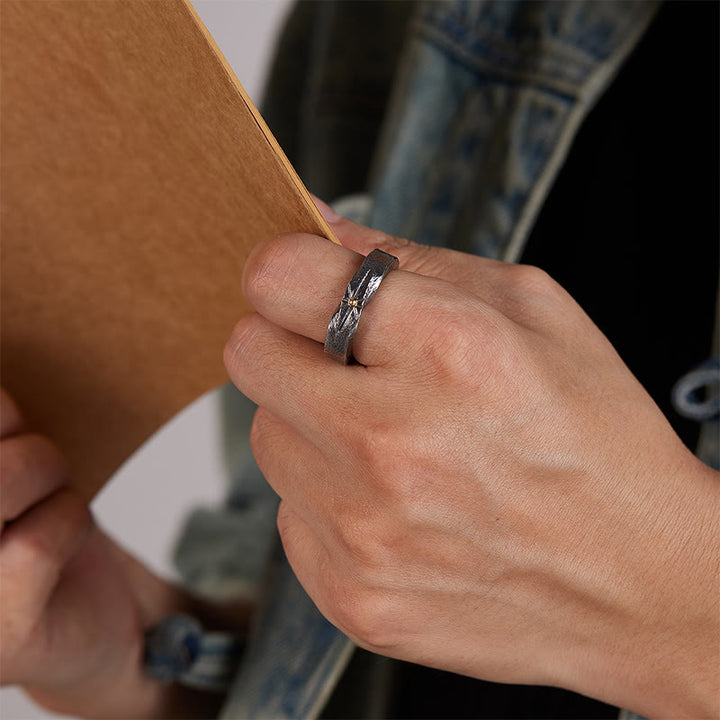 WorldNorse 999 Sterling Silver Meteor Strike Gilded Core Ring - image 1