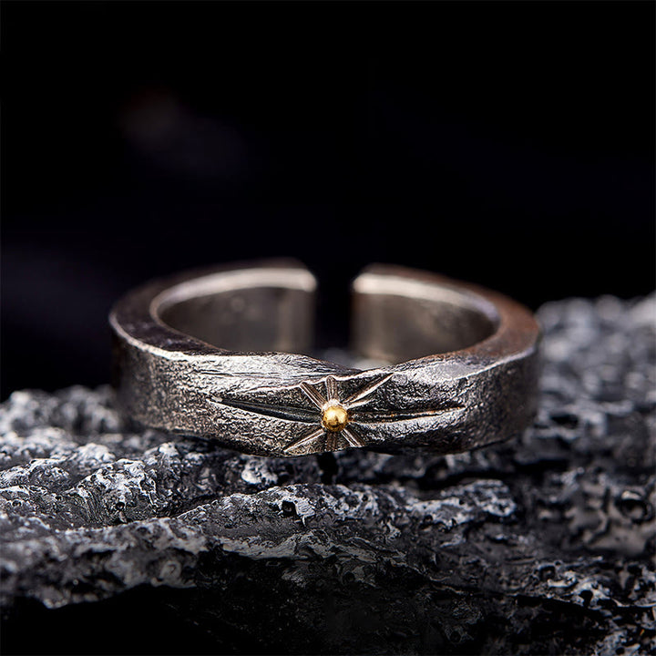 WorldNorse 999 Sterling Silver Meteor Strike Gilded Core Ring - image 2