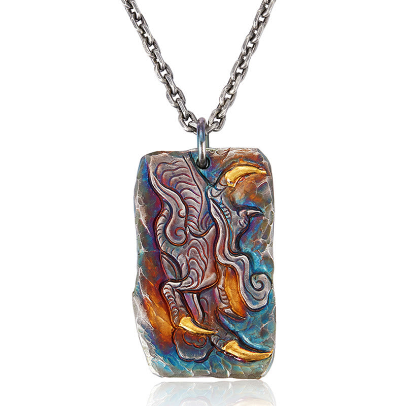 WorldNorse 999 Sterling Silver Prismatic Divine Beast Gold Inlay Necklace - image 3