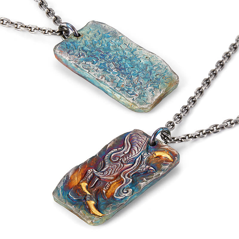 WorldNorse 999 Sterling Silver Prismatic Divine Beast Gold Inlay Necklace - image 5