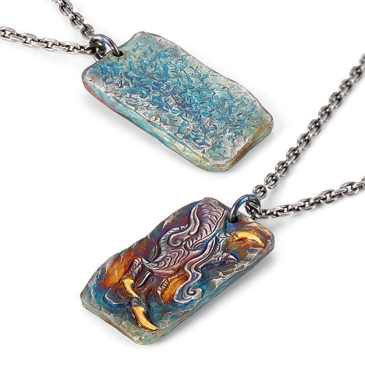 WorldNorse 999 Sterling Silver Prismatic Divine Beast Gold Inlay Necklace - image 5