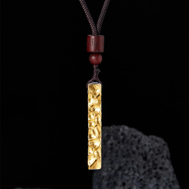 WorldNorse 999 Sterling Gold Gilded Lava Texture Wood Bead Necklace - image 2