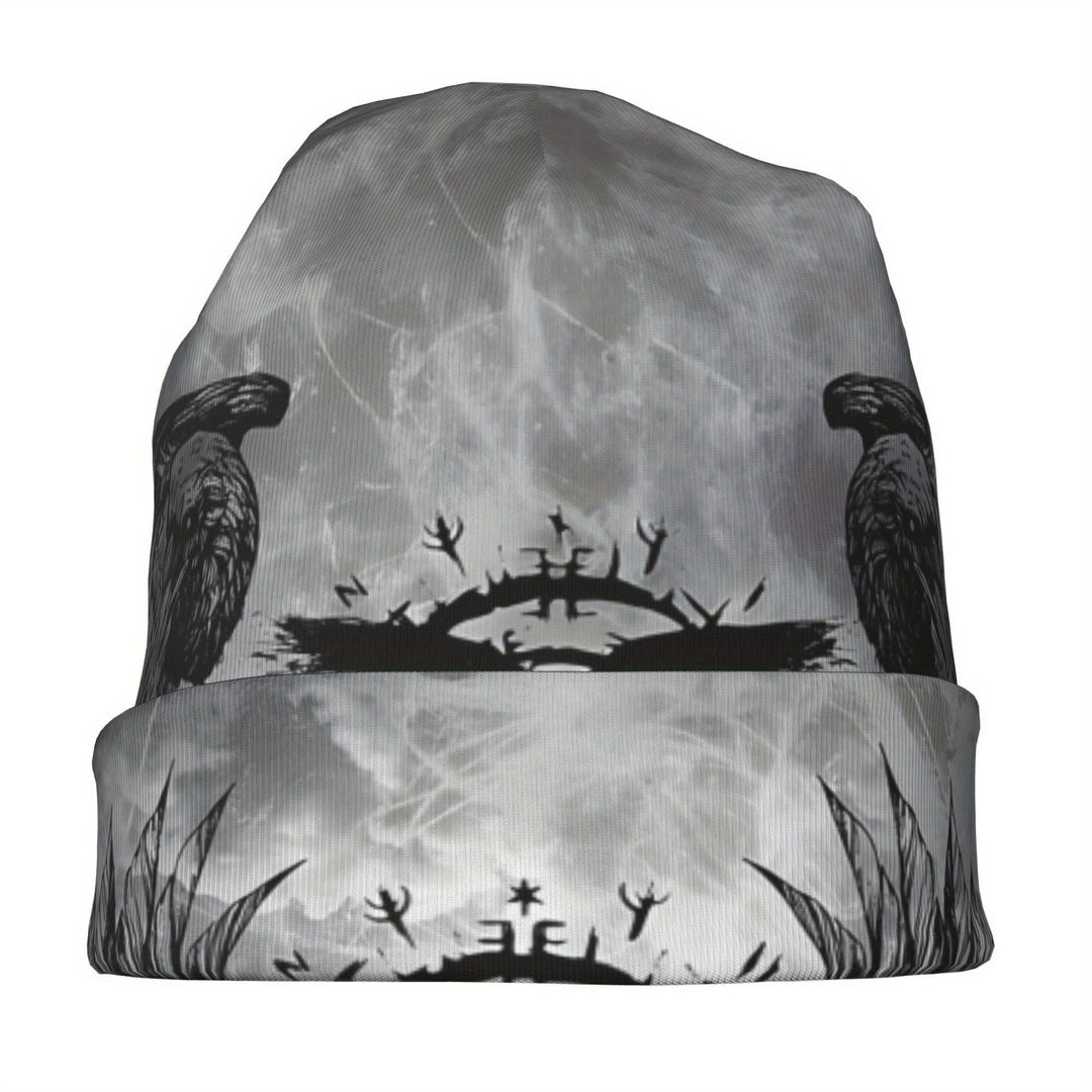 WorldNorse Grayscale Raven Sigil Mistveil Beanie - image 1