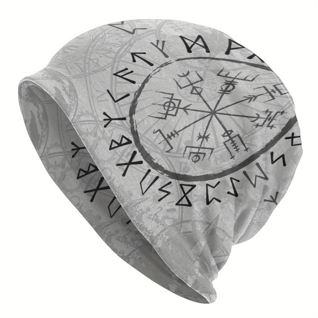 WorldNorse Grayscale Vegvisir Rune Matrix Beanie - image 0