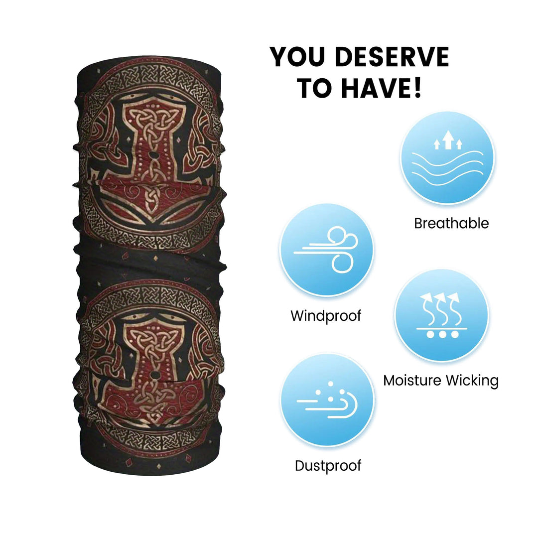 WorldNorse Intricate Mjolnir Triquetra Face Mask & Neck Gaiter - image 3