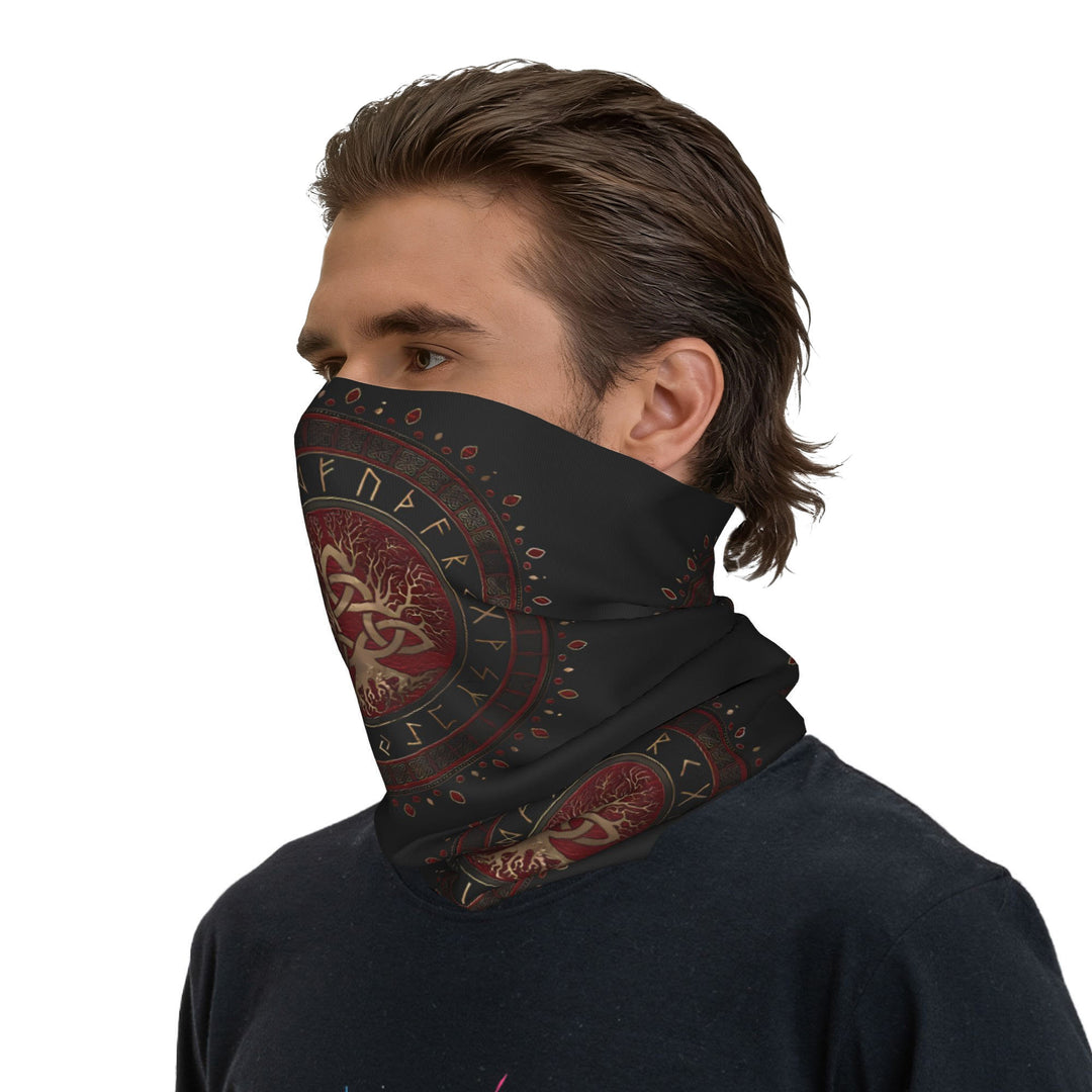 WorldNorse Crimson Yggdrasil Rune Face Mask & Neck Gaiter - 24 x 43 cm - image 0