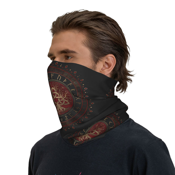 WorldNorse Crimson Yggdrasil Rune Face Mask & Neck Gaiter - 24 x 43 cm - image 0