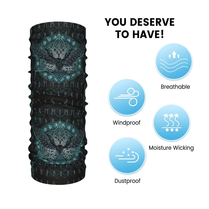 WorldNorse Teal Raven Knot Rune Face Mask & Neck Gaiter - image 3