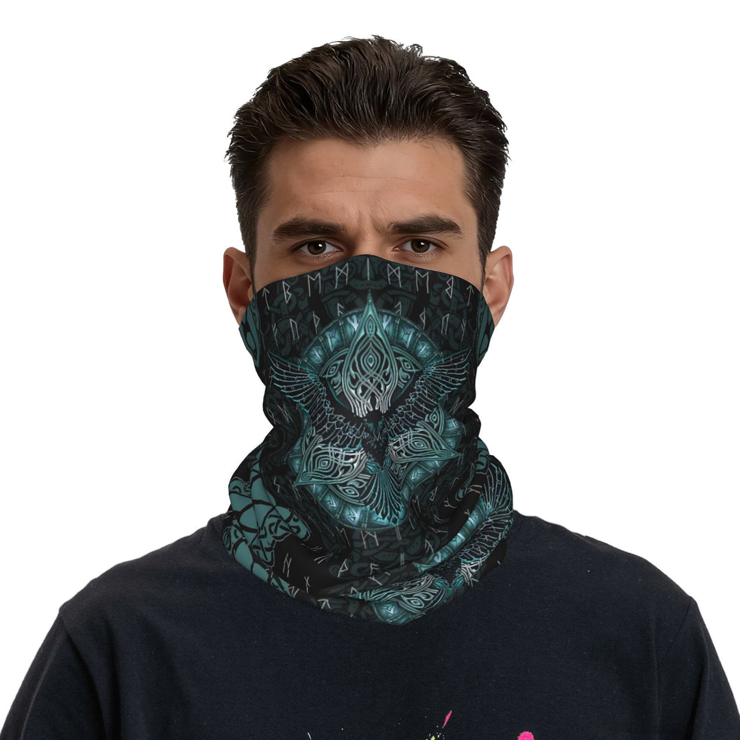 WorldNorse Teal Raven Knot Rune Face Mask & Neck Gaiter - image 2