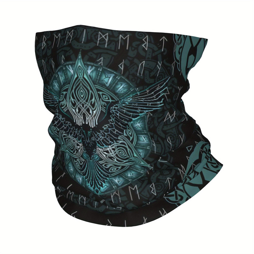 WorldNorse Teal Raven Knot Rune Face Mask & Neck Gaiter - image 1