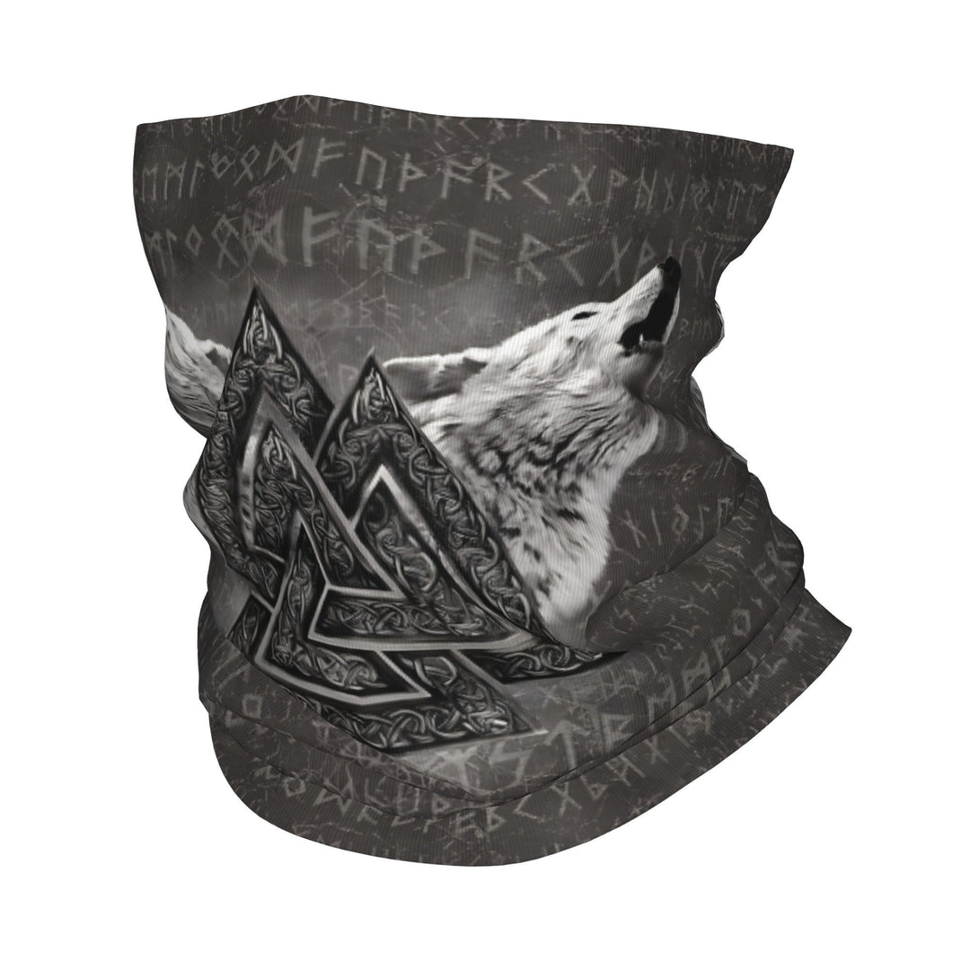 WorldNorse Etched Valknut Wolves Face Mask & Neck Gaiter - image 1