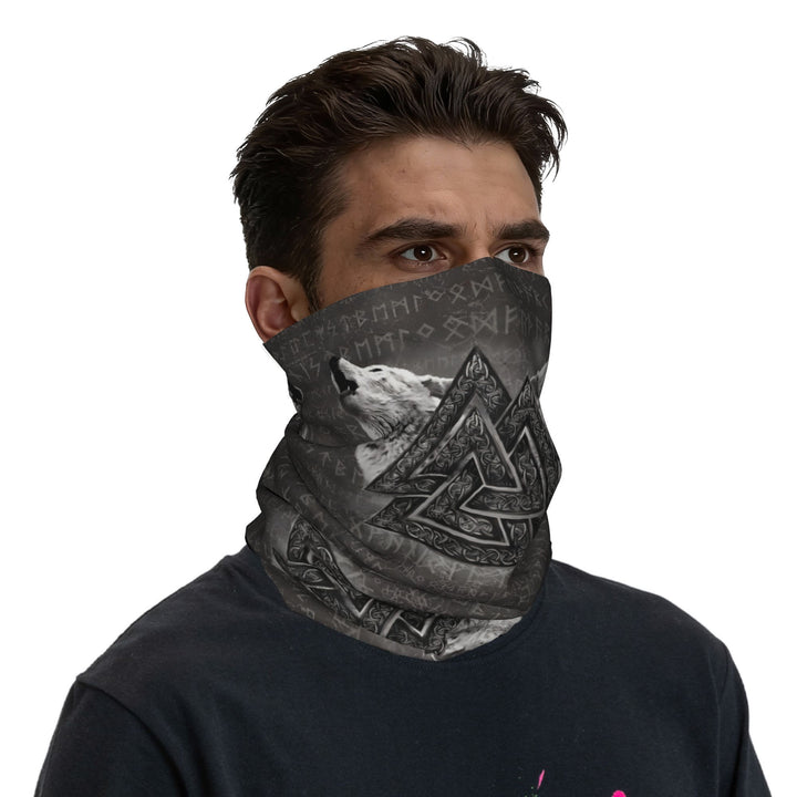 WorldNorse Etched Valknut Wolves Face Mask & Neck Gaiter - image 4
