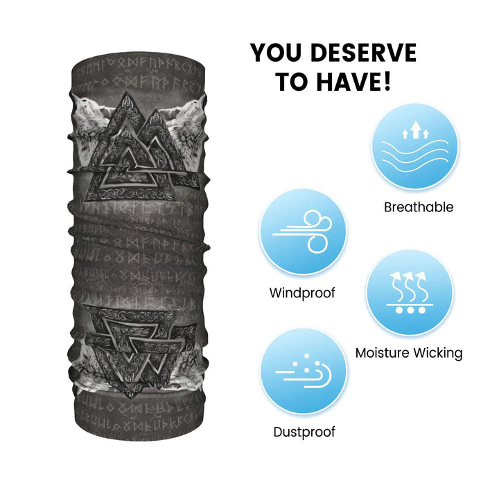 WorldNorse Etched Valknut Wolves Face Mask & Neck Gaiter - image 3