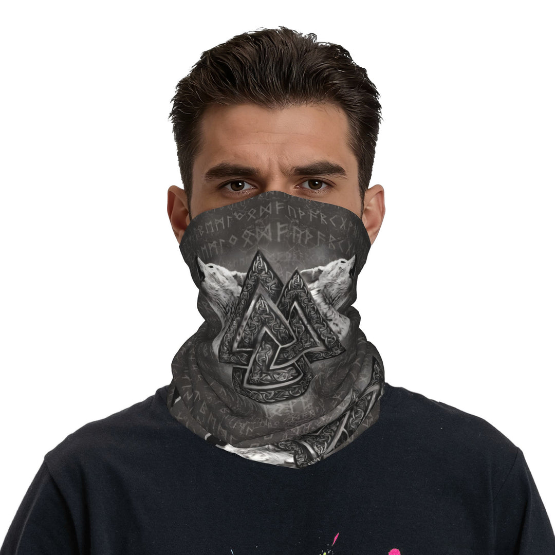 WorldNorse Etched Valknut Wolves Face Mask & Neck Gaiter - image 2
