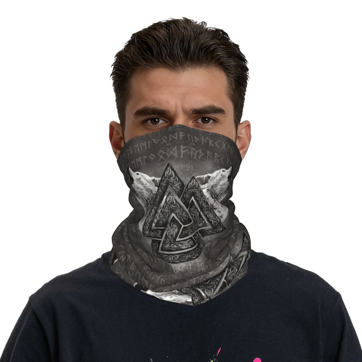 WorldNorse Etched Valknut Wolves Face Mask & Neck Gaiter - image 2
