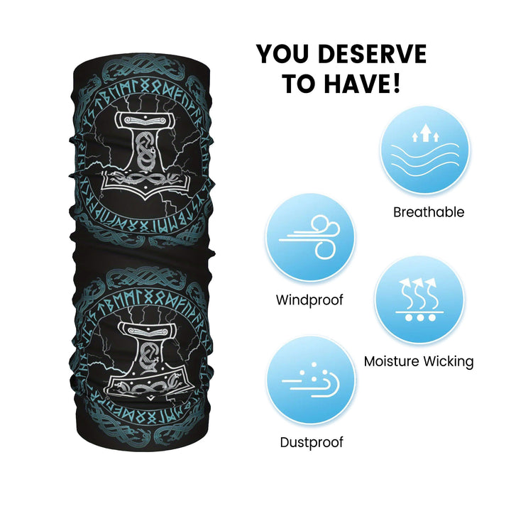 WorldNorse Stormwrought Hammer Knot Rune Face Mask & Neck Gaiter - image 3