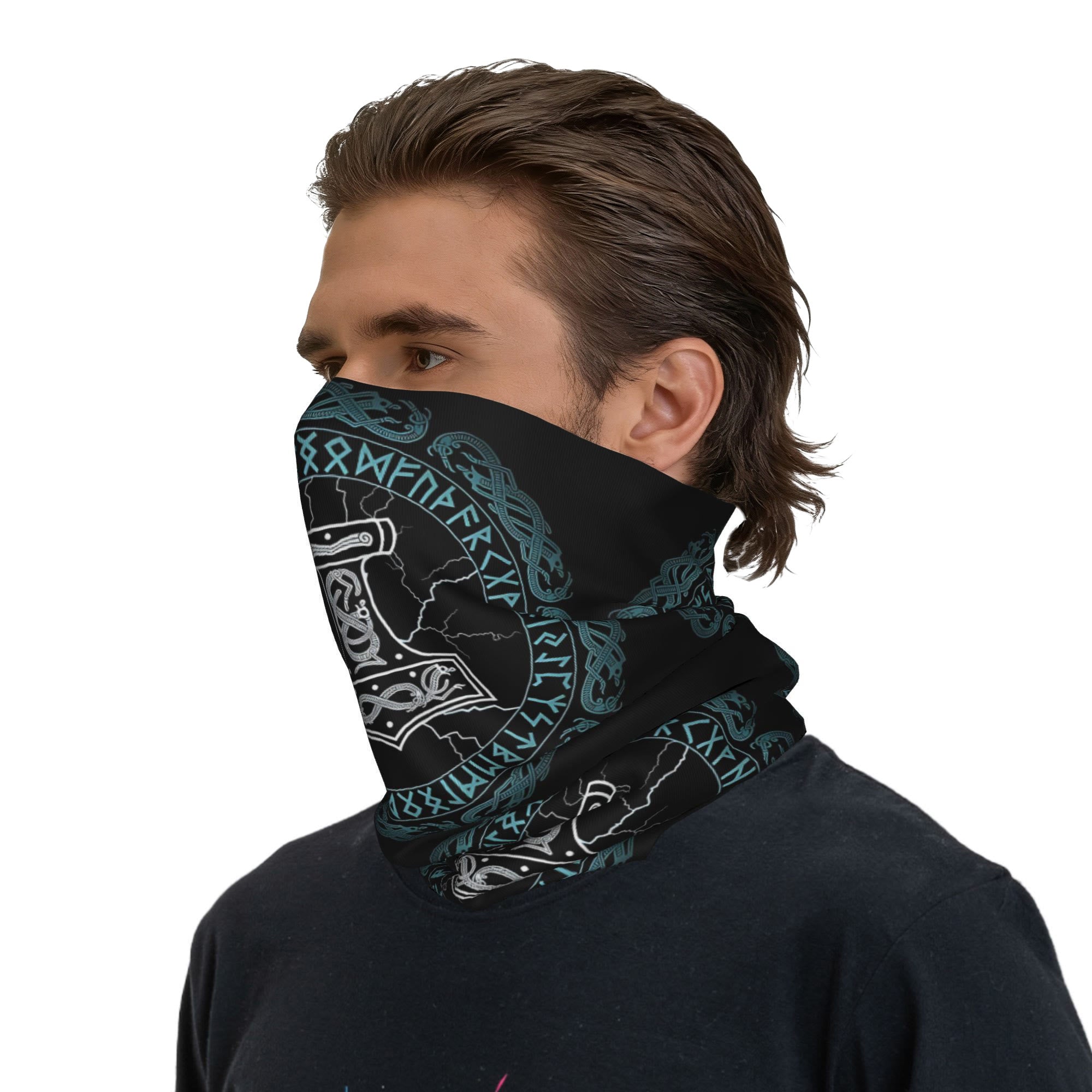 WorldNorse Stormwrought Hammer Knot Rune Face Mask & Neck Gaiter ...