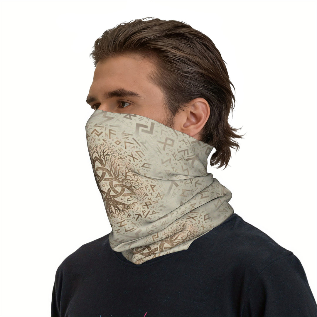 WorldNorse Ivory Yggdrasil Knot Rune Face Mask & Neck Gaiter - 24 x 43 cm - image 0